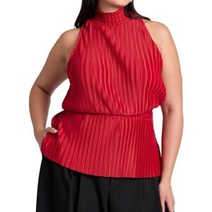 Eloquii Cherry Red Sleeveless Plisse Top - Size 18/20 - NWOTs